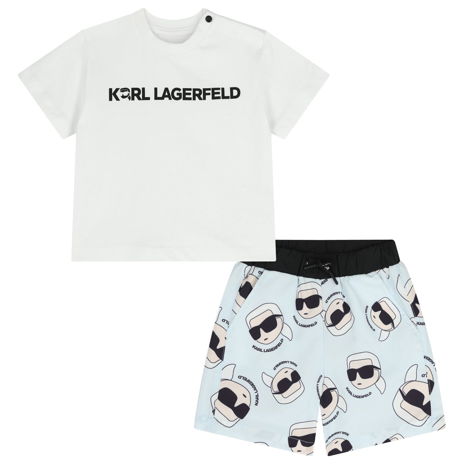 Boys White & Blue Ikonik Swim Shorts Set, 1, hi-res