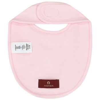 Baby Girls Pink Pima Cotton Logo Bib