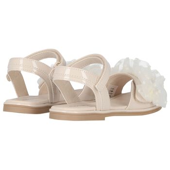 Girls Ivory Tulle Ruffle Sandals
