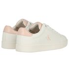Girls Ivory & Pink Logo Trainers , 1, hi-res
