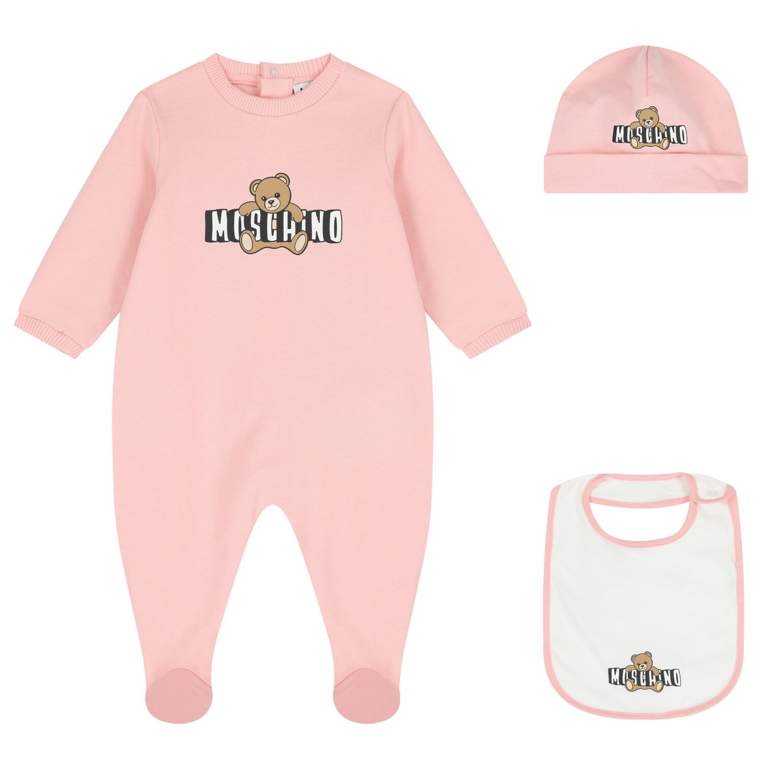 Baby Girls Pink Teddy Bear Logo Babygrow Gift Set, 5, hi-res