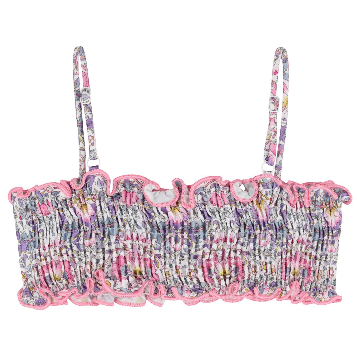 Girls Purple & Pink Floral Bikini, 1, hi-res