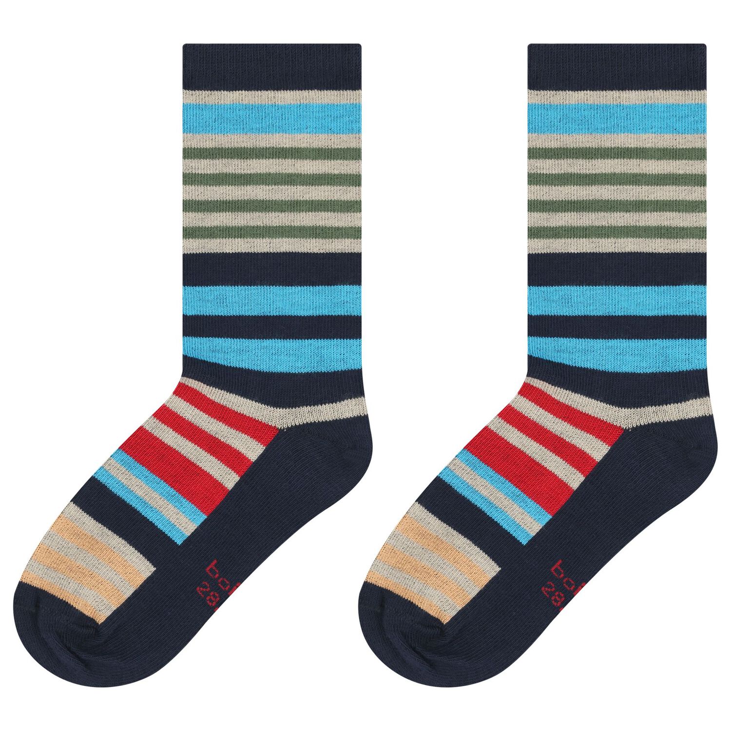 Boys Navy Blue & Red Socks ( 3-Pack ), 2, hi-res