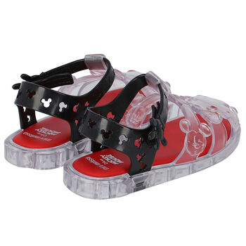 Younger Boys Clear & Black Mickey Mouse Jelly Shoes