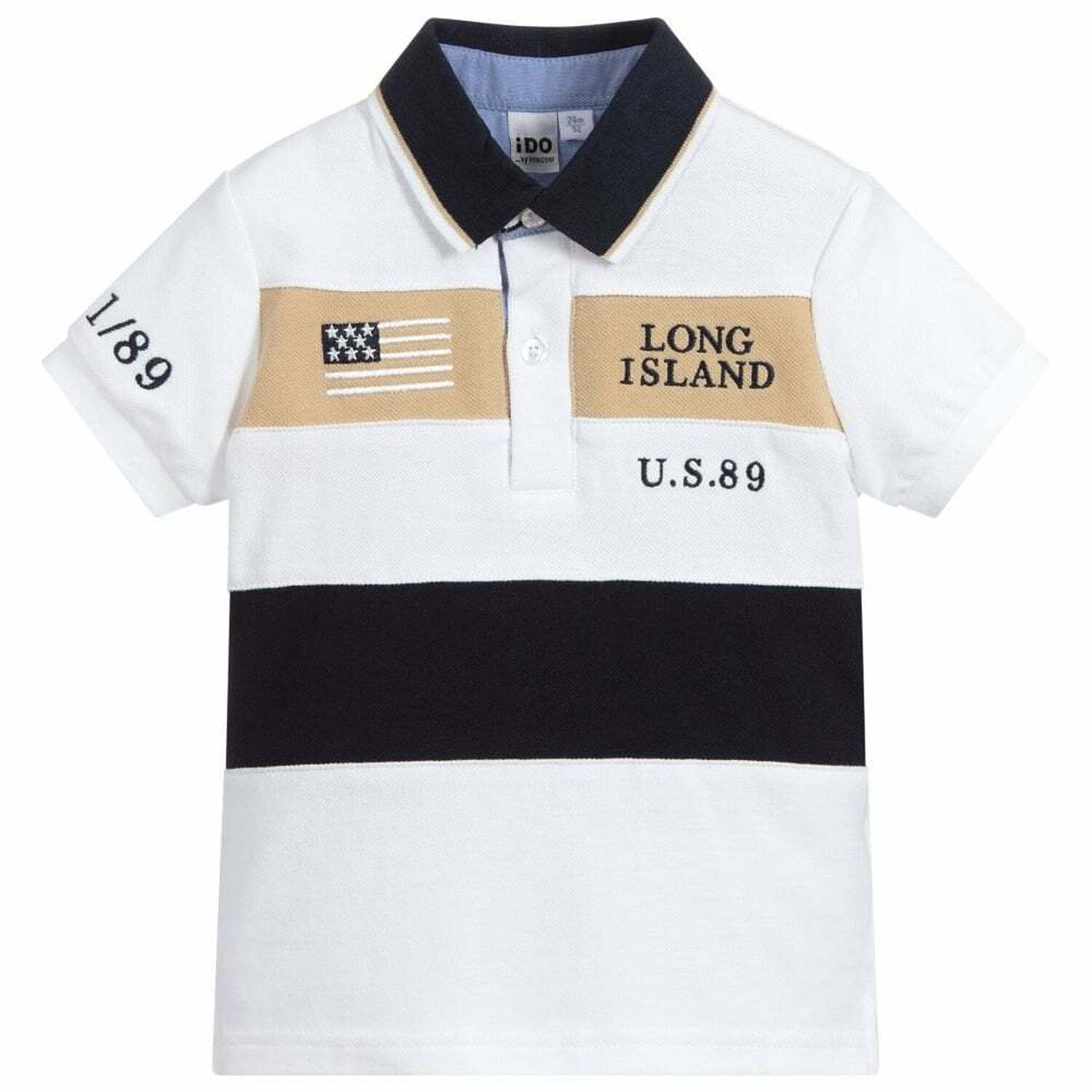 شيرت بولو ولادي مطرز باللون الابيض, 1, hi-res image number null