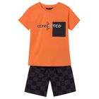 Boys Orange & Grey Shorts & T-Shirt Set, 1, hi-res