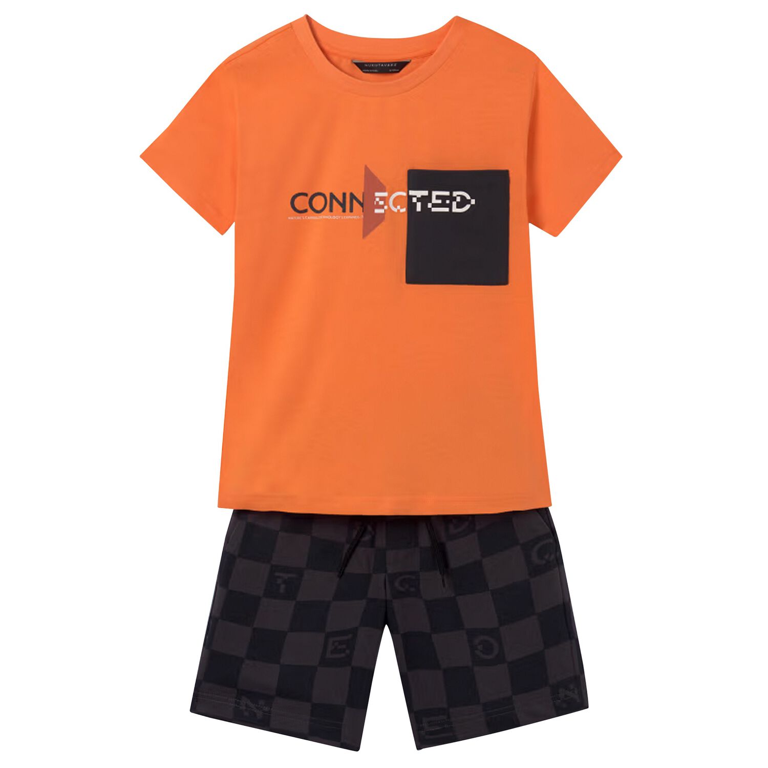 Boys Orange & Grey Shorts & T-Shirt Set, 1, hi-res