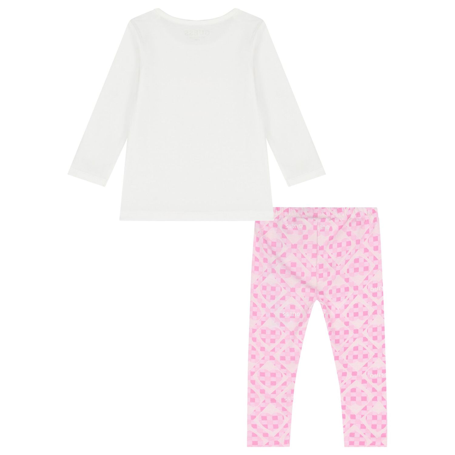 Baby Girls White & Pink Heart Leggings Set, 1, hi-res