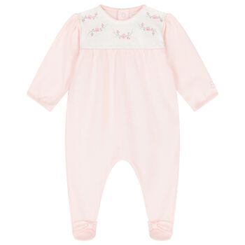 Baby Girls Pink & White Floral Babygrow