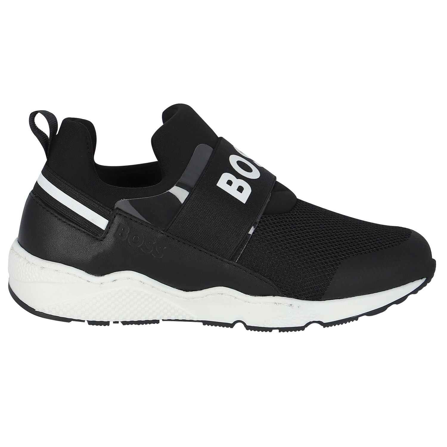 Boys Black Logo Trainers, 1, hi-res