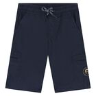 Younger Boys Navy Blue Logo Shorts, 2, hi-res