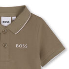 Younger Boys Taupe Logo Polo Shirt, 3, hi-res