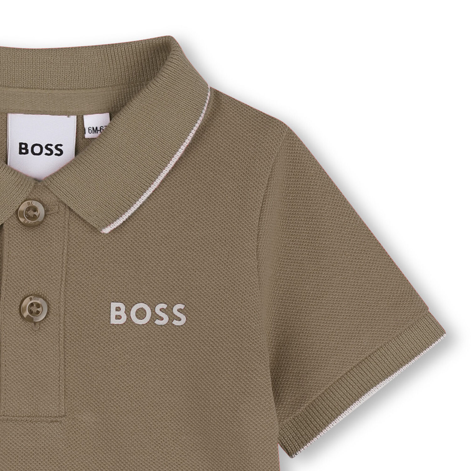 Younger Boys Taupe Logo Polo Shirt, 3, hi-res