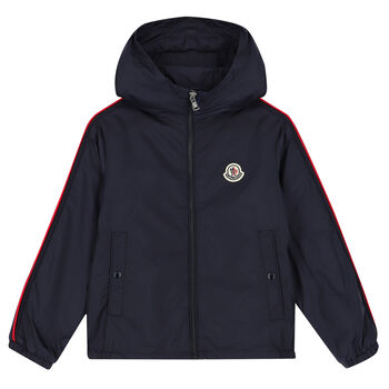 Boys Navy Logo Hooded Jacket