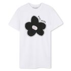 Girls White Embellished Flower Dress, 1, hi-res