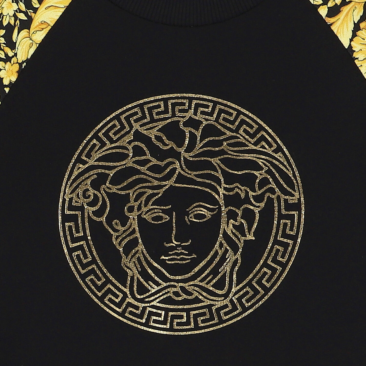 Girls Black & Gold Barocco Medusa Sweatshirt Dress, 1, hi-res
