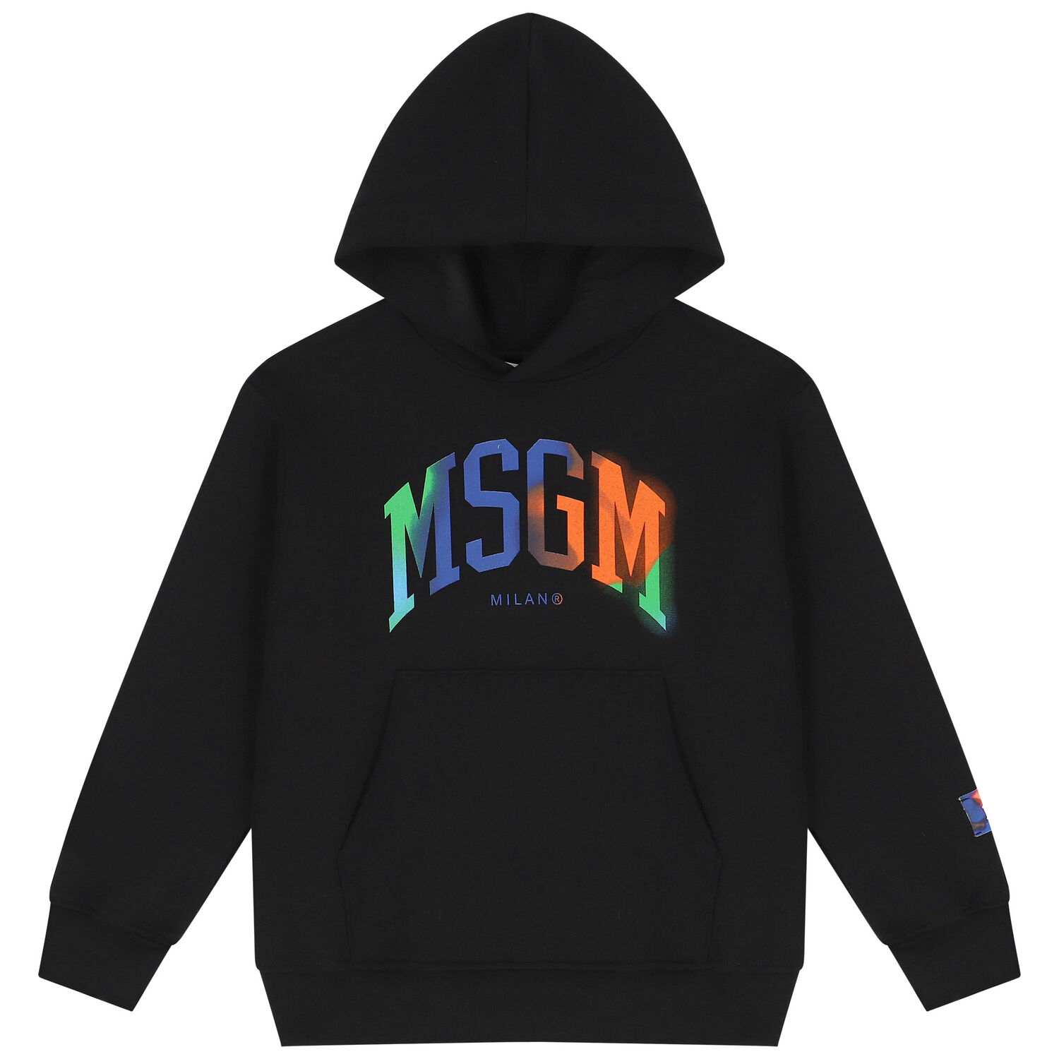 Boys Black Logo Hooded Top, 1, hi-res