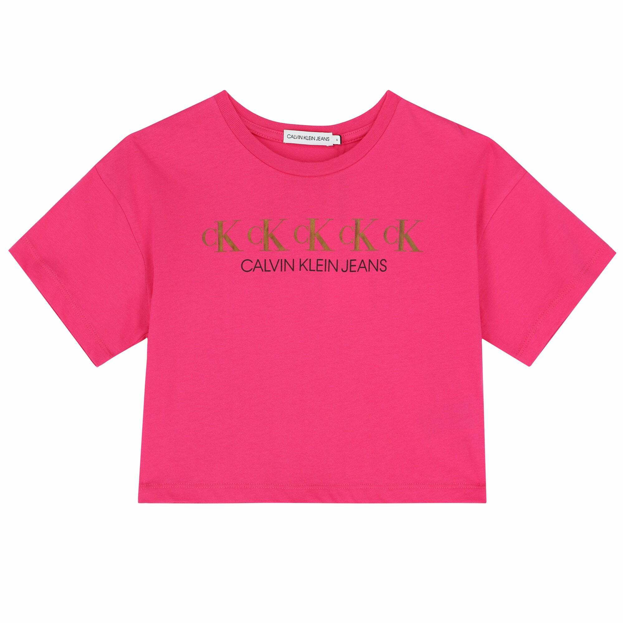 Calvin Klein Girls Pink Logo T Shirt Junior Couture UAE