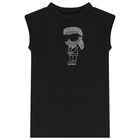 Girls Black Logo Dress, 1, hi-res