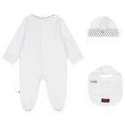 Baby Boys White & Navy Blue Logo Babygrow Gift Set, 1, hi-res