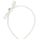 Girls White Bow Headband, 4, hi-res