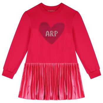 Girls Pink Sequin Heart Dress