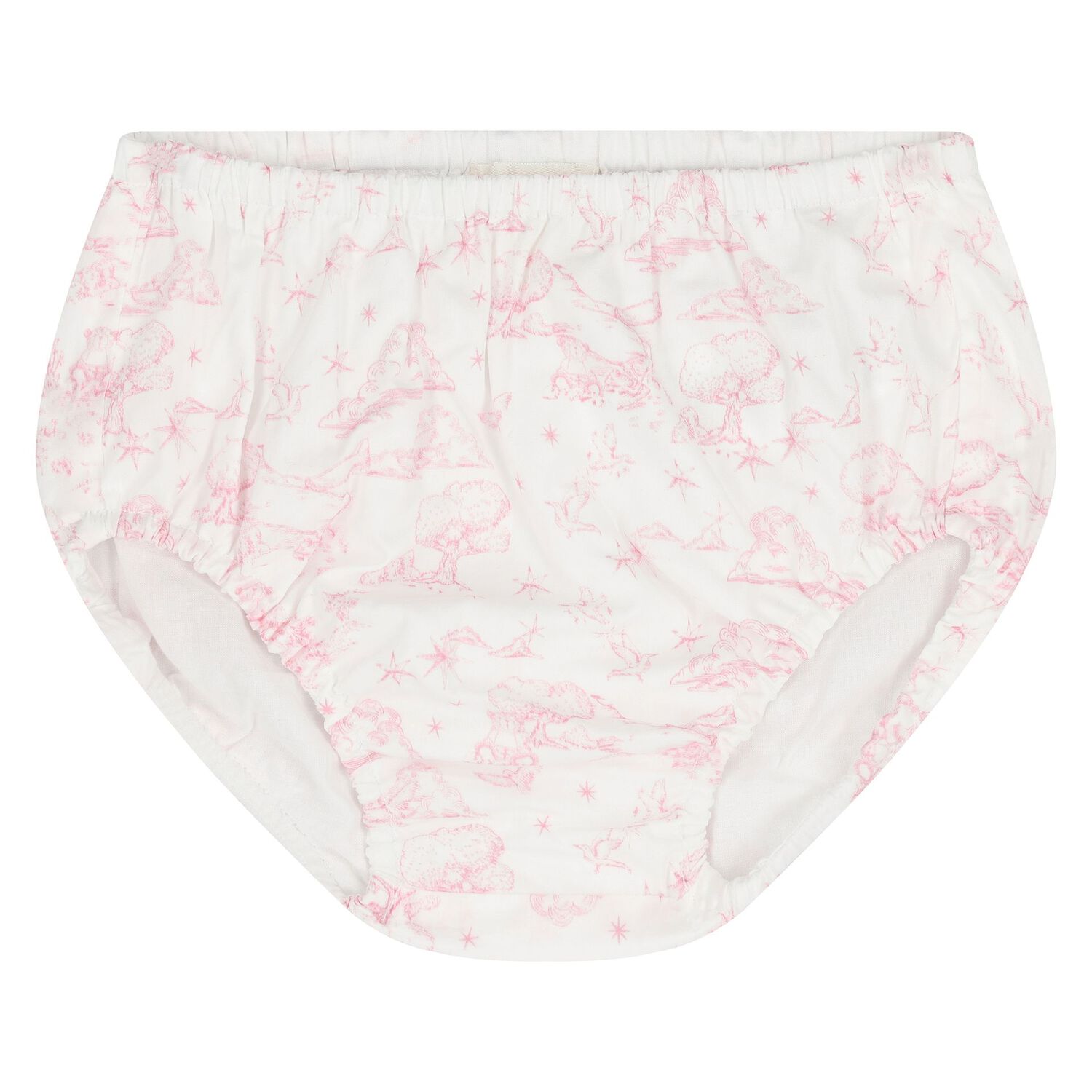 Baby Girls White & Pink Toile de Jouy Dress Set, 1, hi-res