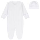 Baby Boys White & Blue Teddy Bear Time Babygrow Set, 1, hi-res