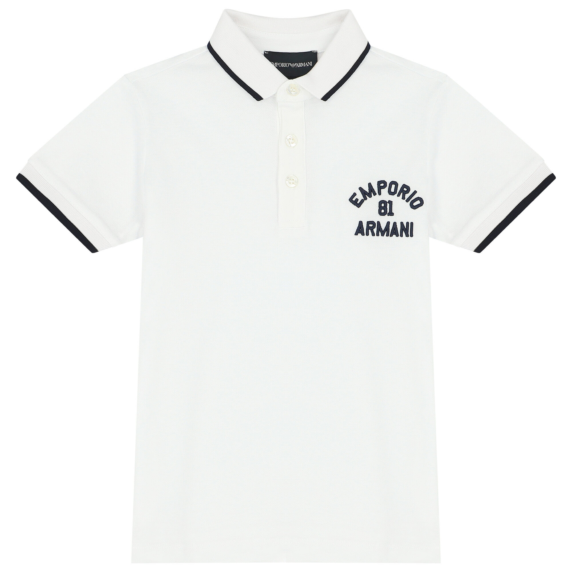 Emporio Armani Boys White Logo Polo Shirt Junior Couture UAE
