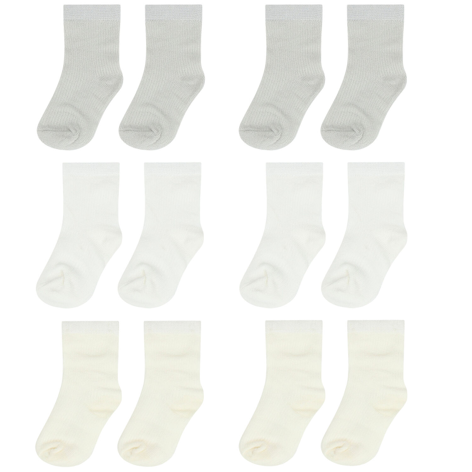 White, Grey & Ivory Socks (6 Pack), 2, hi-res