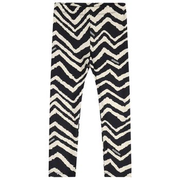 Girls Black & Ivory Zig Zag Leggings