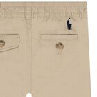 Baby Boys Beige Logo Trousers, 1, hi-res