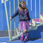 تنورة بنات شبكية بالشعار باللون الوردى, 1, hi-res