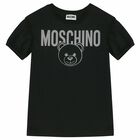 تيشيرت بالشعار باللون الاسود للبنات, 2, hi-res