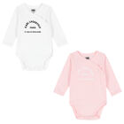 Baby Girls Pink & White 2 Pack Bodysuits, 1, hi-res