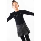 توب بنات بأكمام مطرز  باللون الأسود , 1, hi-res