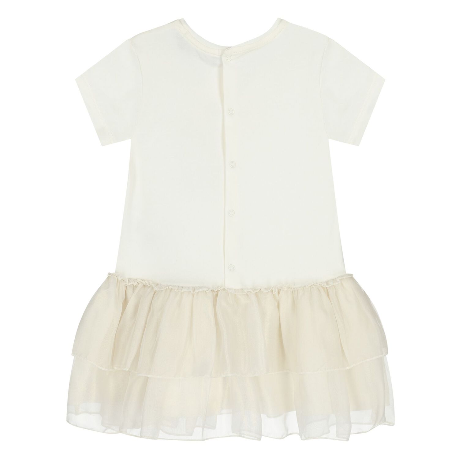 Younger Girls Ivory Necklace Logo Dress, 1, hi-res