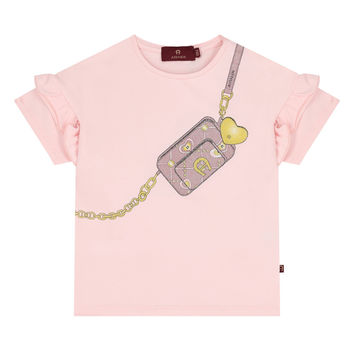 Younger Girls Pink Bag T-Shirt, 1, hi-res