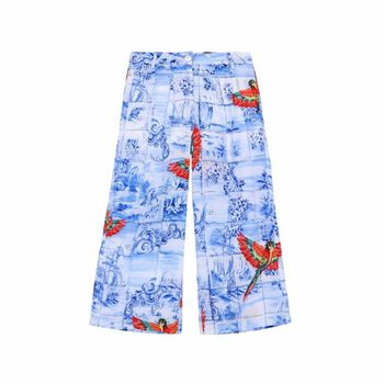 Girls Blue Printed Trousers