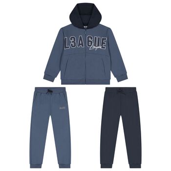 Boys Blue & Navy Blue Tracksuit Set (3 Piece)