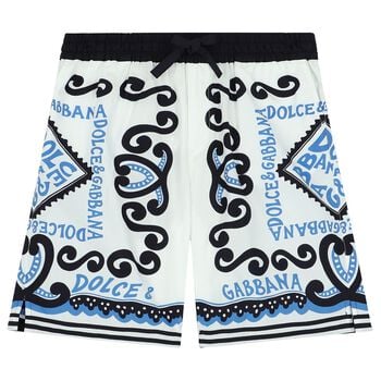 White & Blue Logo Marina Shorts