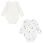 Baby Girls Ivory & Blue Balloon Bodysuits ( 2-Pack ), 3, hi-res