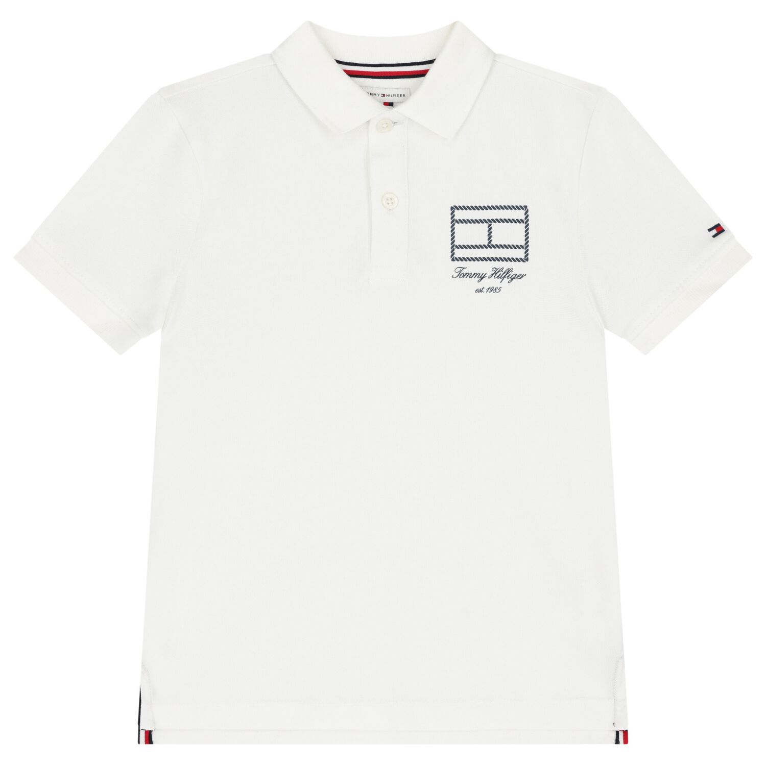 Boys White Logo Polo Shirt, 2, hi-res