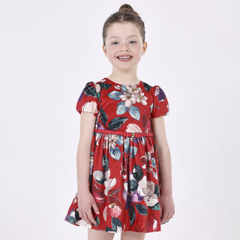Girls Red Floral Dress