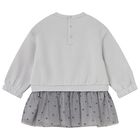 Younger Girls Grey Star Dress, 1, hi-res