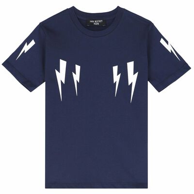 Boys Navy Blue Printed Jersey T-Shirt