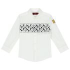 Boys White Logo Shirt, 1, hi-res