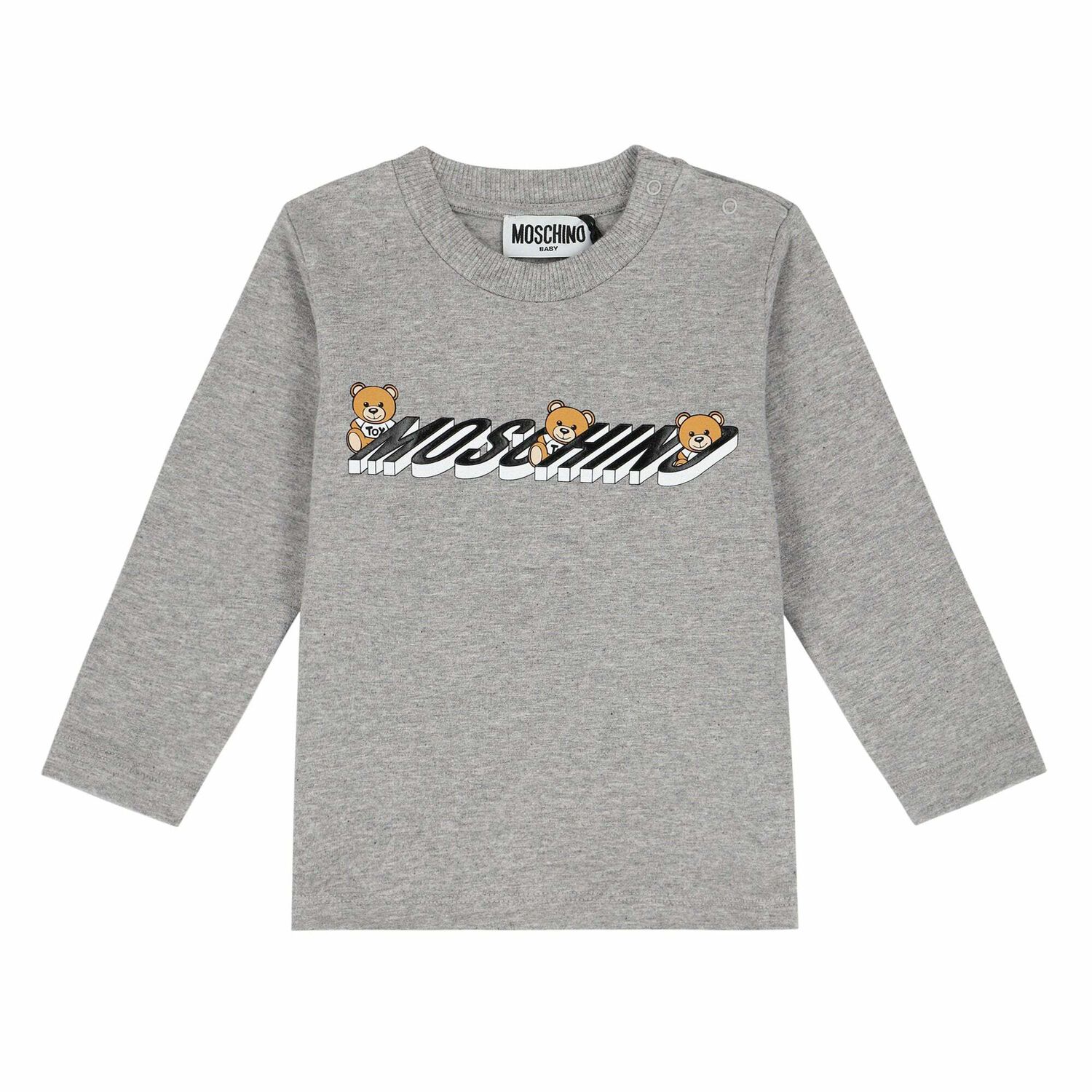 Grey Teddy Logo Long Sleeve Top, 3, hi-res image number null