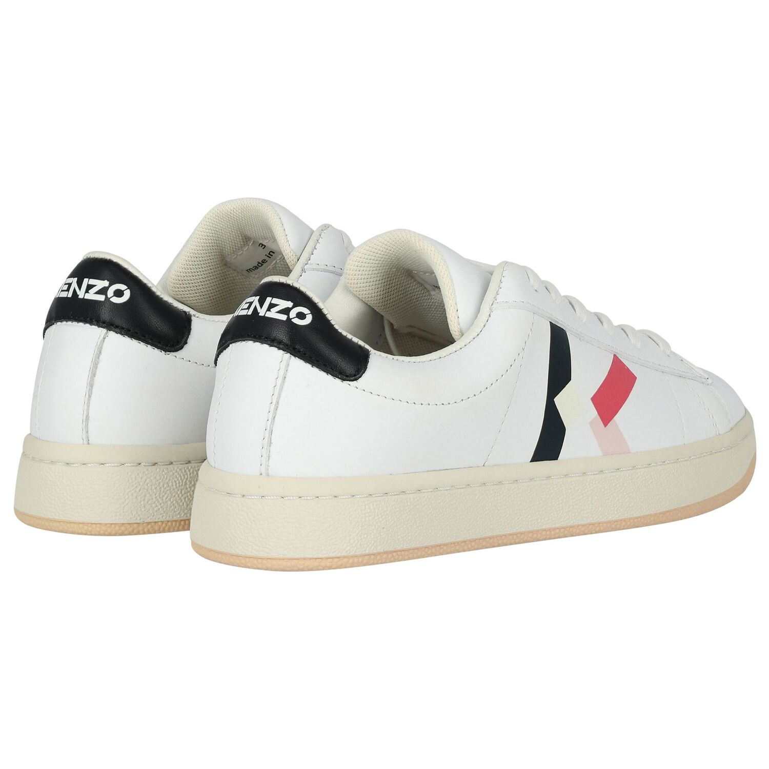 Girls White Leather Logo Trainers, 1, hi-res