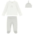 Ivory & Grey 2 Piece Babygrow Set, 1, hi-res